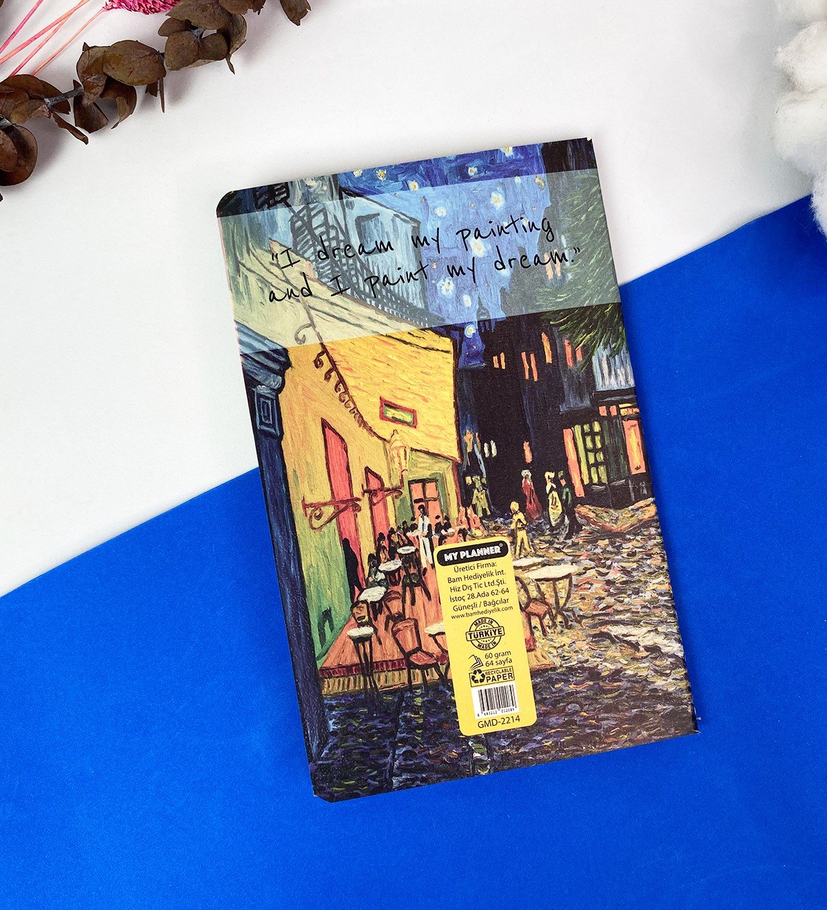 Van Gogh Kafe Terasta Gece Tasarımlı Dikişli DeftergiftmodaGmd100352