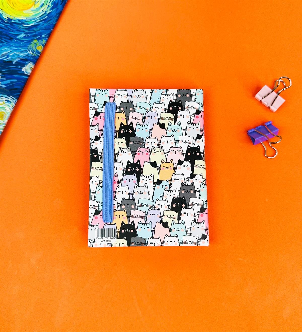 Sevimli Kedi Tasarımlı Sert Kapaklı Mini DeftergiftmodaBam-1029-16	