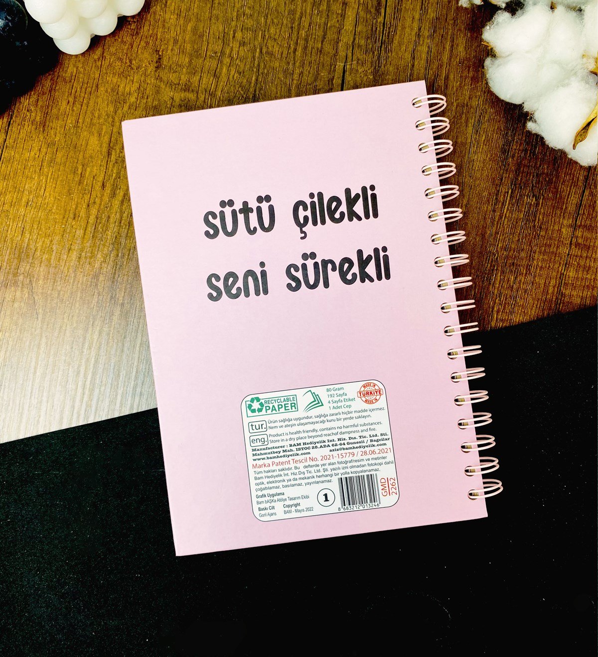 Sütü Çilekli Seni Sürekli Tasarımlı Konuşan Ajandagiftmoda Gmd100428