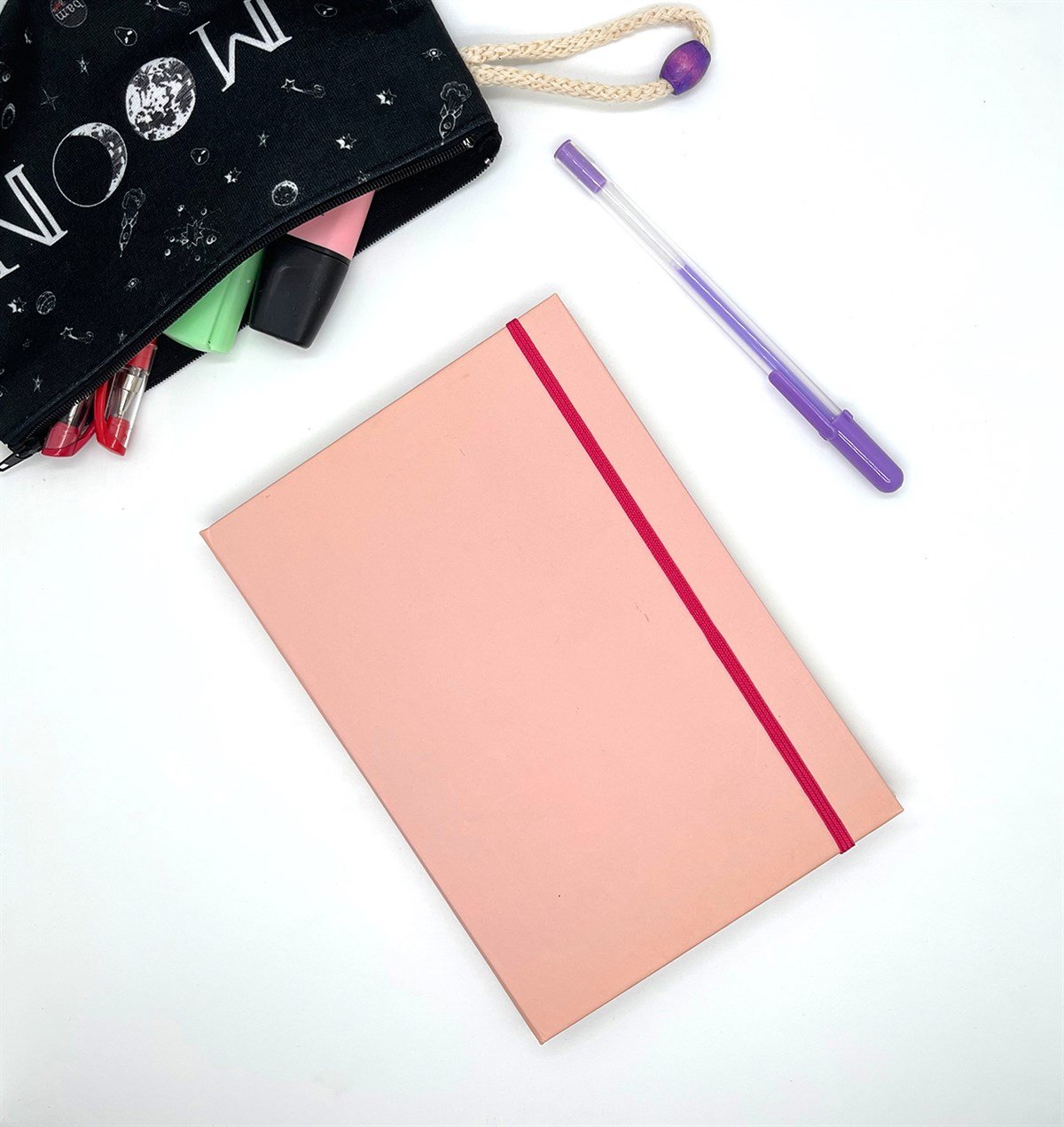 Düz Somon Rengi Tasarımlı Lastikli Defter	giftmodaGmd100116