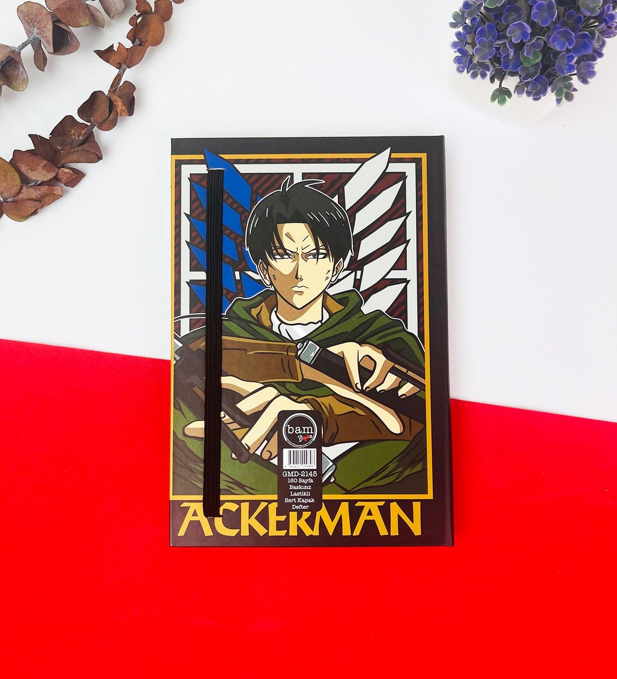 Levi Ackerman Anime Tasarımlı Lastikli DeftergiftmodaGmd100237