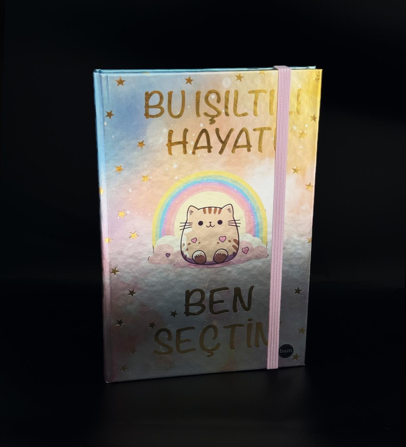 Metal Kapaklı Bu Işıltılı Hayatı Ben Seçtim Tasarımlı Lastikli DeftergiftmodaBam-1088-1