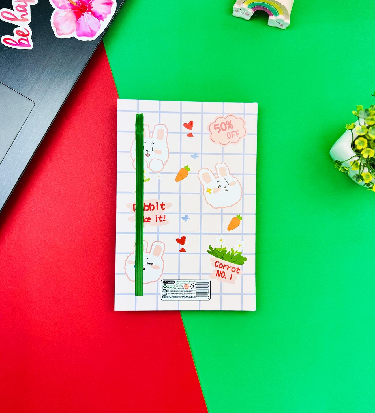 Rabbit Like It Tasarımlı Lastikli Defter	giftmodaBAM-1273
