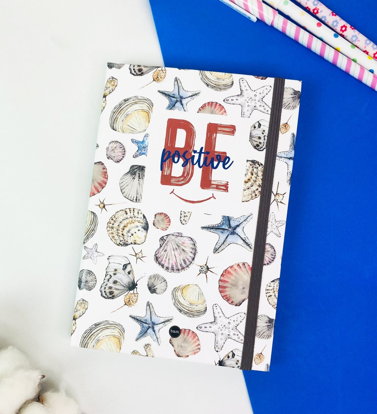 Be Positive Deniz Kabuğu Tasarımlı Lastikli DeftergiftmodaGmd100318