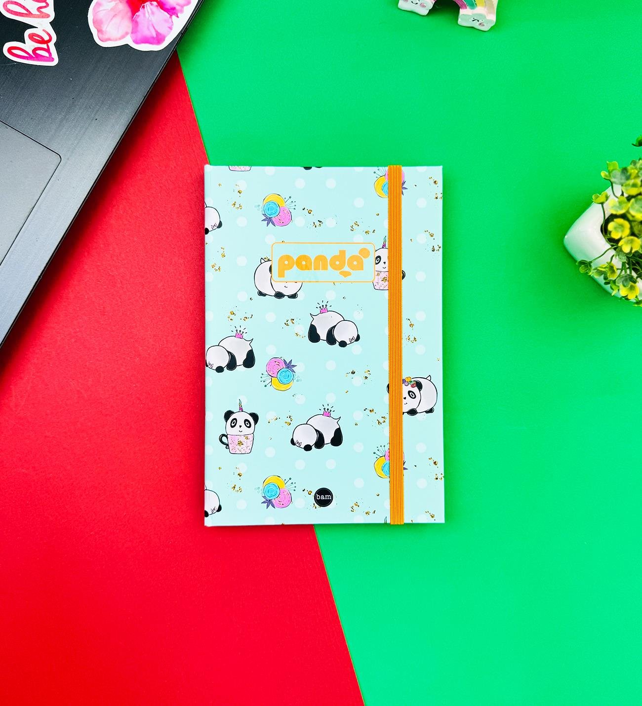 Panda Pattern Yeşil Tasarımlı Lastikli DeftergiftmodaBAM-1256