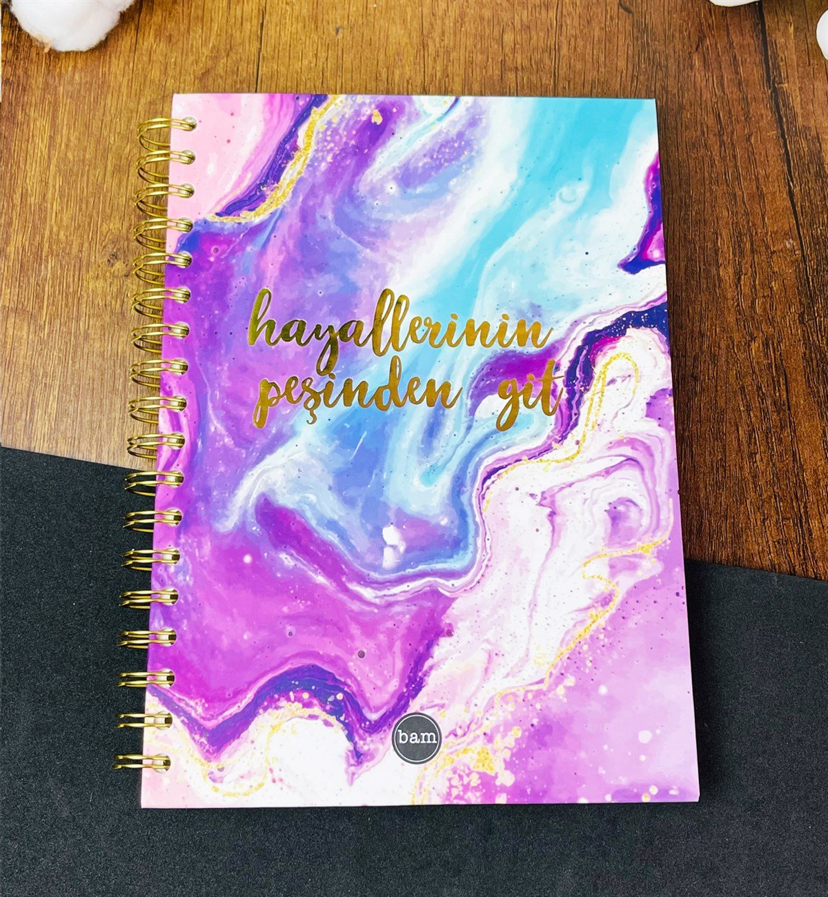 Hayallerinin Peşinden Git Tasarımlı Çizgili Spiralli DeftergiftmodaGmd100262