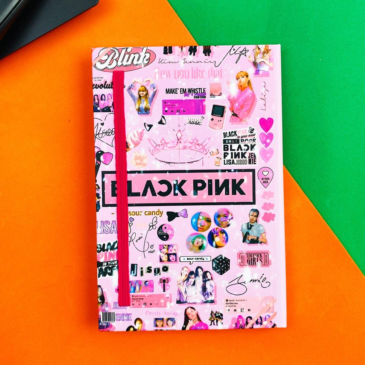 Black Pink 2 Tasarımlı Lastikli DeftergiftmodaBAM-1110