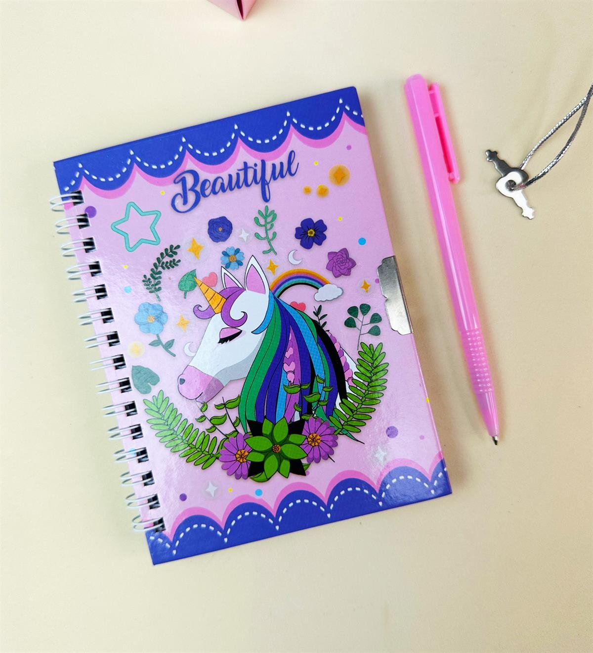 Flamingo Tasarımlı Kilitli Günlük Defter Ve Kalem SetgiftmodaBam-108