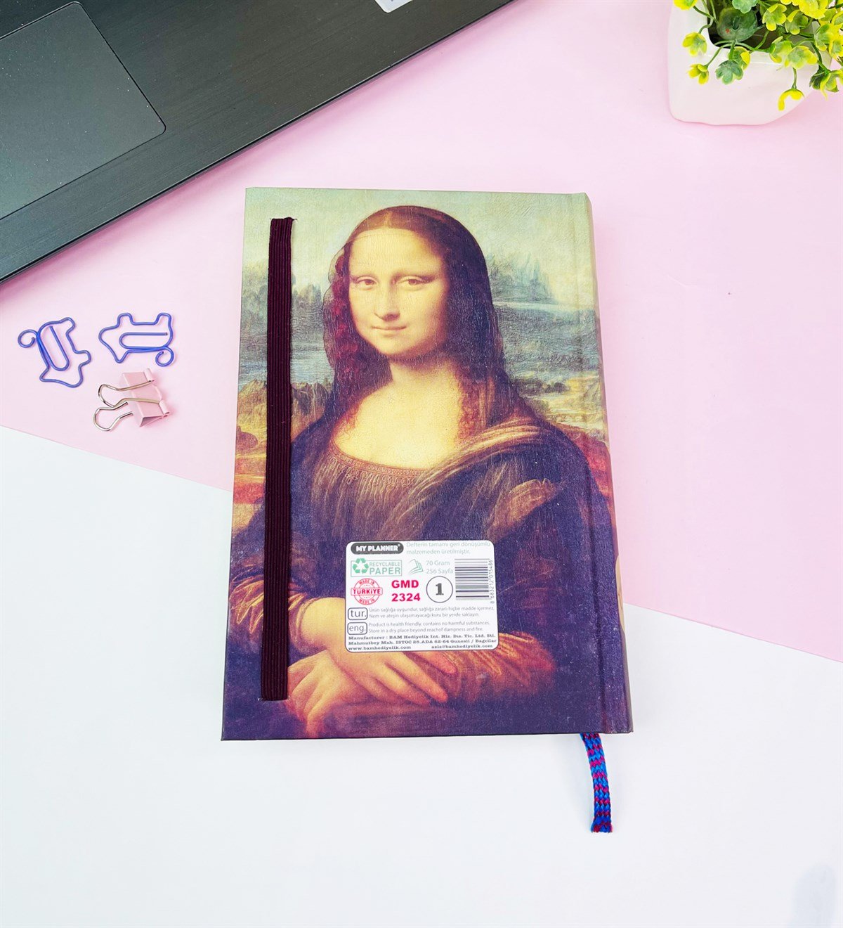 Mona Lisa Tasarımlı Kalın Kitap Görünümlü DeftergiftmodaGmd100546