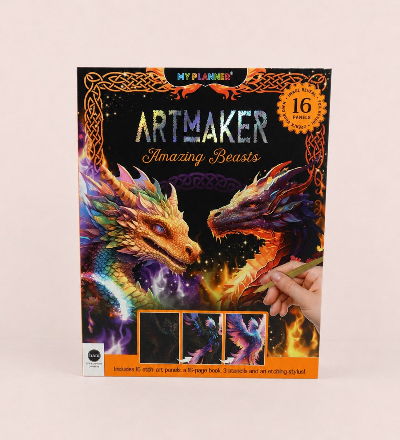 Artmaker Neon Nature Kazımalı Boyama Seti – 16 Panel, Şablon ve Kalemli Scratch Art SetigiftmodaBM-2151