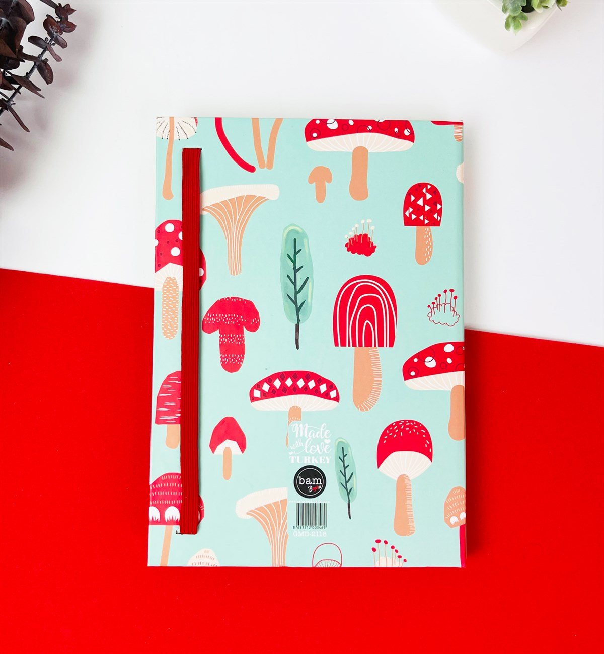 Mantar Tasarımlı Lastikli Defter	giftmodaGmd100165