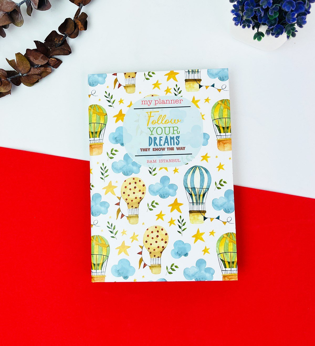 Follow Your Dreams Balon Tasarımlı Lastikli DeftergiftmodaGmd100224