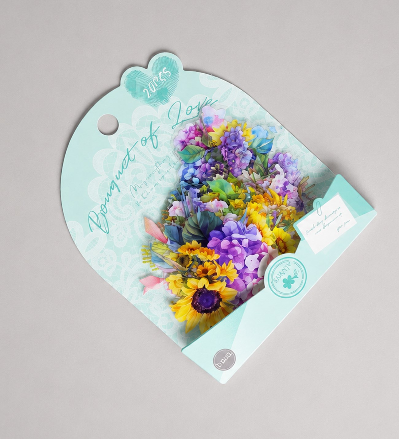 Çiçek Desenli 6 model 20 li Şeffaf StickergiftmodaBM-2109