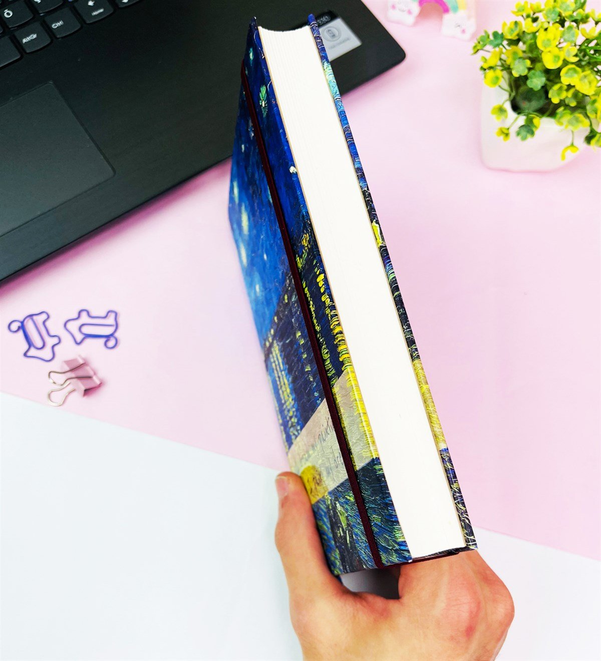 Ren Nehri'nde Yıldızlı Bir Gece Kalın Kitap Görünümlü Defter Ve Bez Çanta SetgiftmodaGmhs101813