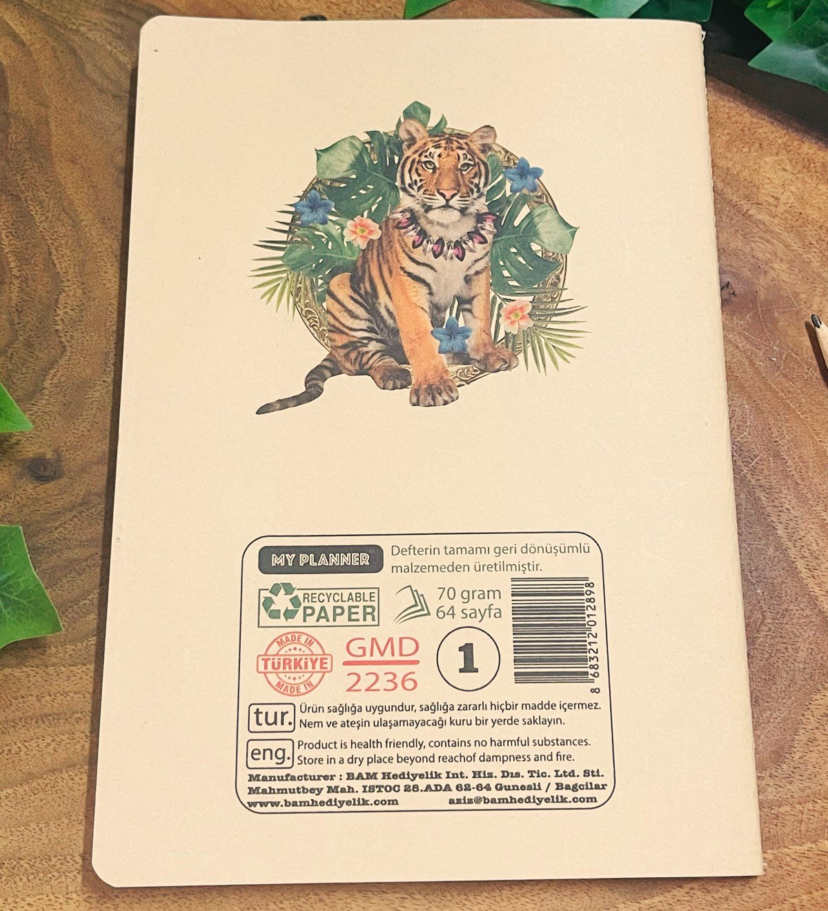 Kaplan Tasarımlı Geri Dönüşümlü Kraft DeftergiftmodaGmd100367