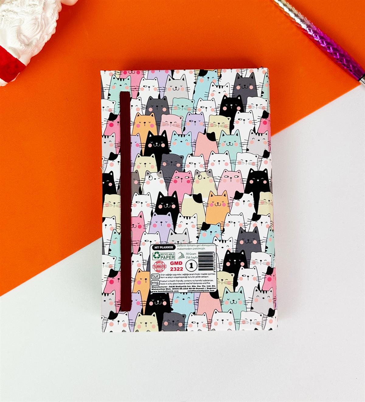 Sevimli Kedi Kalın Kitap Görünümlü DeftergiftmodaGmd100557