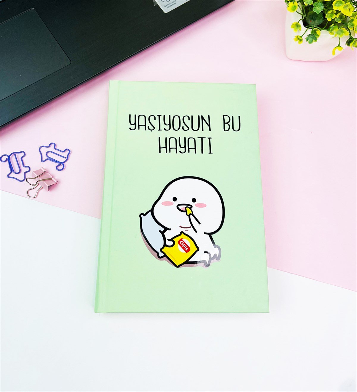 Yaşıyosun Bu Hayatı Kalın Kitap Görünümlü Defter Ve Bez Çanta SetgiftmodaGmhs101815
