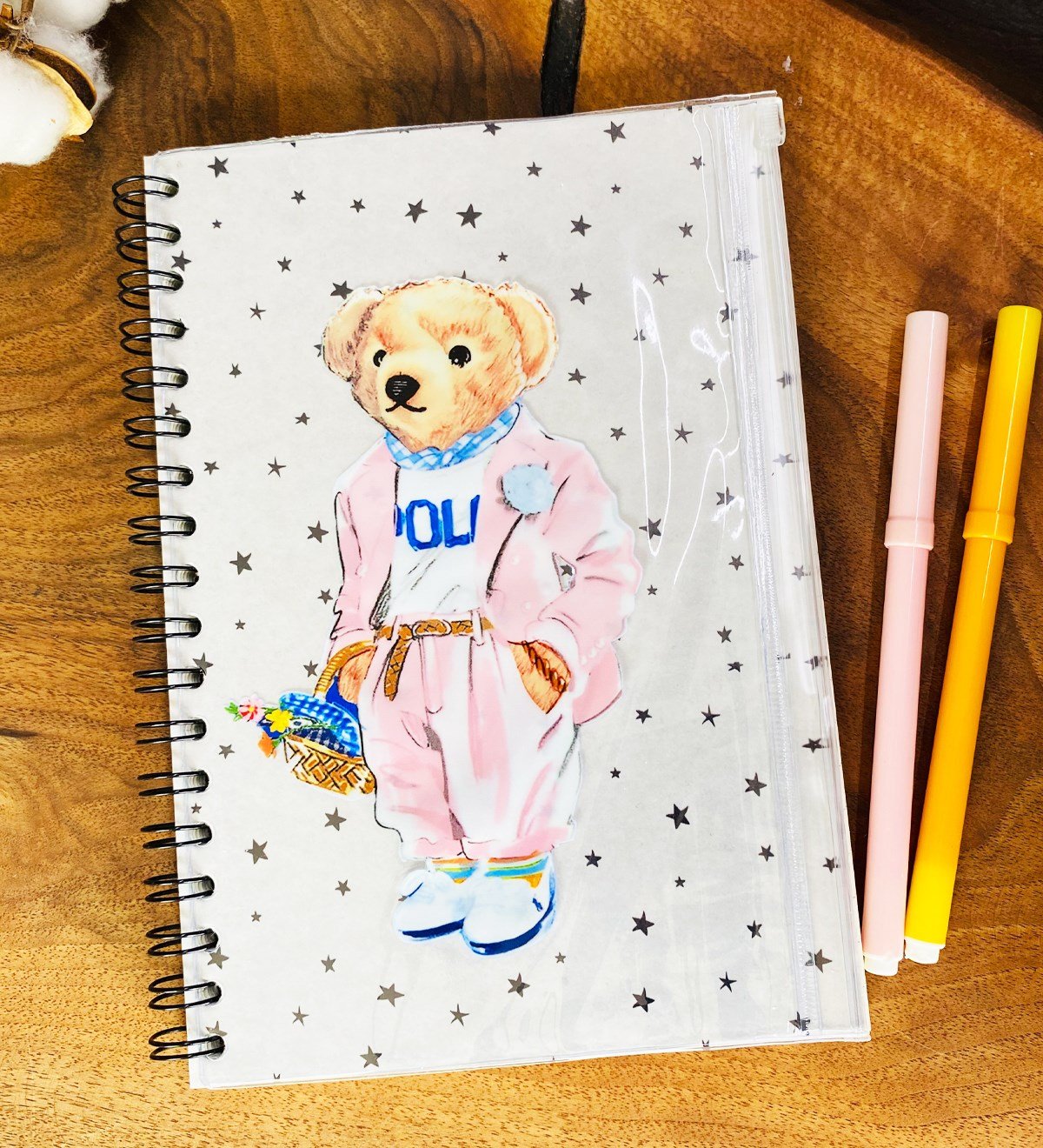 Pink Bear Tasarımlı Çanta Kapaklı Spiralli DeftergiftmodaGmd100332