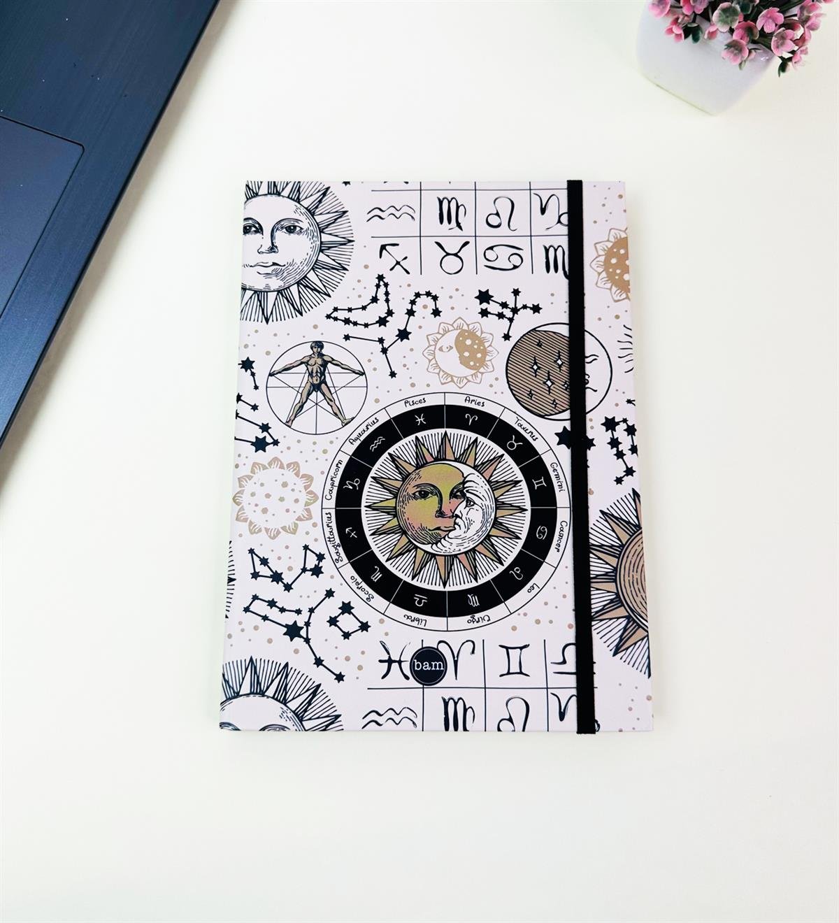 21x14Cm Sketch Book - Eskiz Defteri - Siyah Sayfa - 120 Gr - 56 YaprakgiftmodaBam-3003-6-Tarot-Ay-Güneş