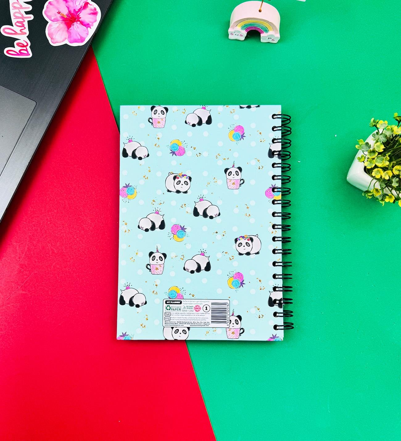 Panda Tasarımlı Spiralli DeftergiftmodaBam-1292