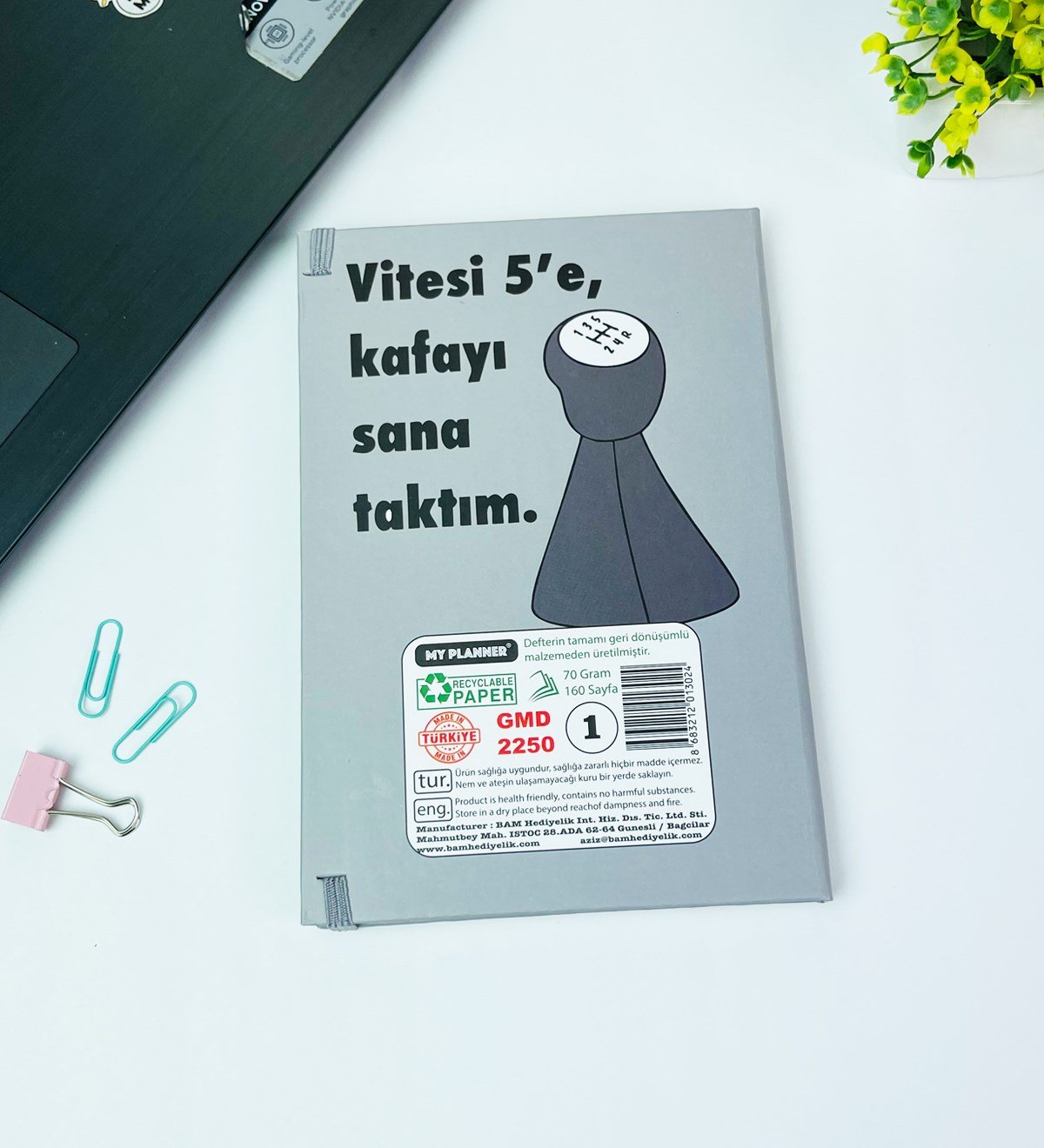 Vitesi 5'e Kafayı Sana Taktım Tasarımlı Lastikli DeftergiftmodaGmd100441