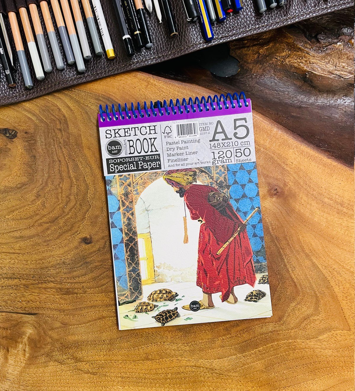 A5 Skecth Book - Eskiz Defteri - Spiralli Tutuş / Grenli Sert Tasarım KapakgiftmodaGmd100285-Kaplumbağa