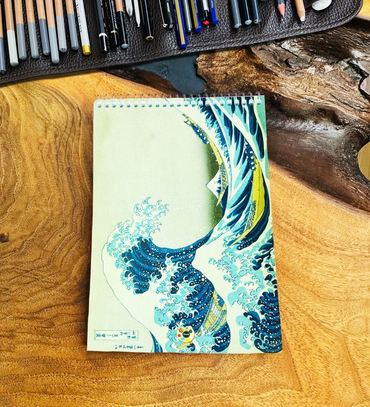 A5 Sketch Book - Eskiz Defteri - Spiralli Tutuş / Grenli Sert Tasarım KapakgiftmodaGmd100647-Dalga