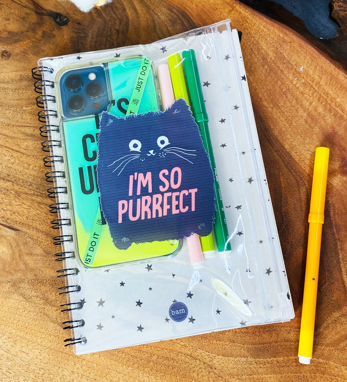 I'm So Purrfect Tasarımlı Çanta Kapaklı Spiralli DeftergiftmodaGmd100327