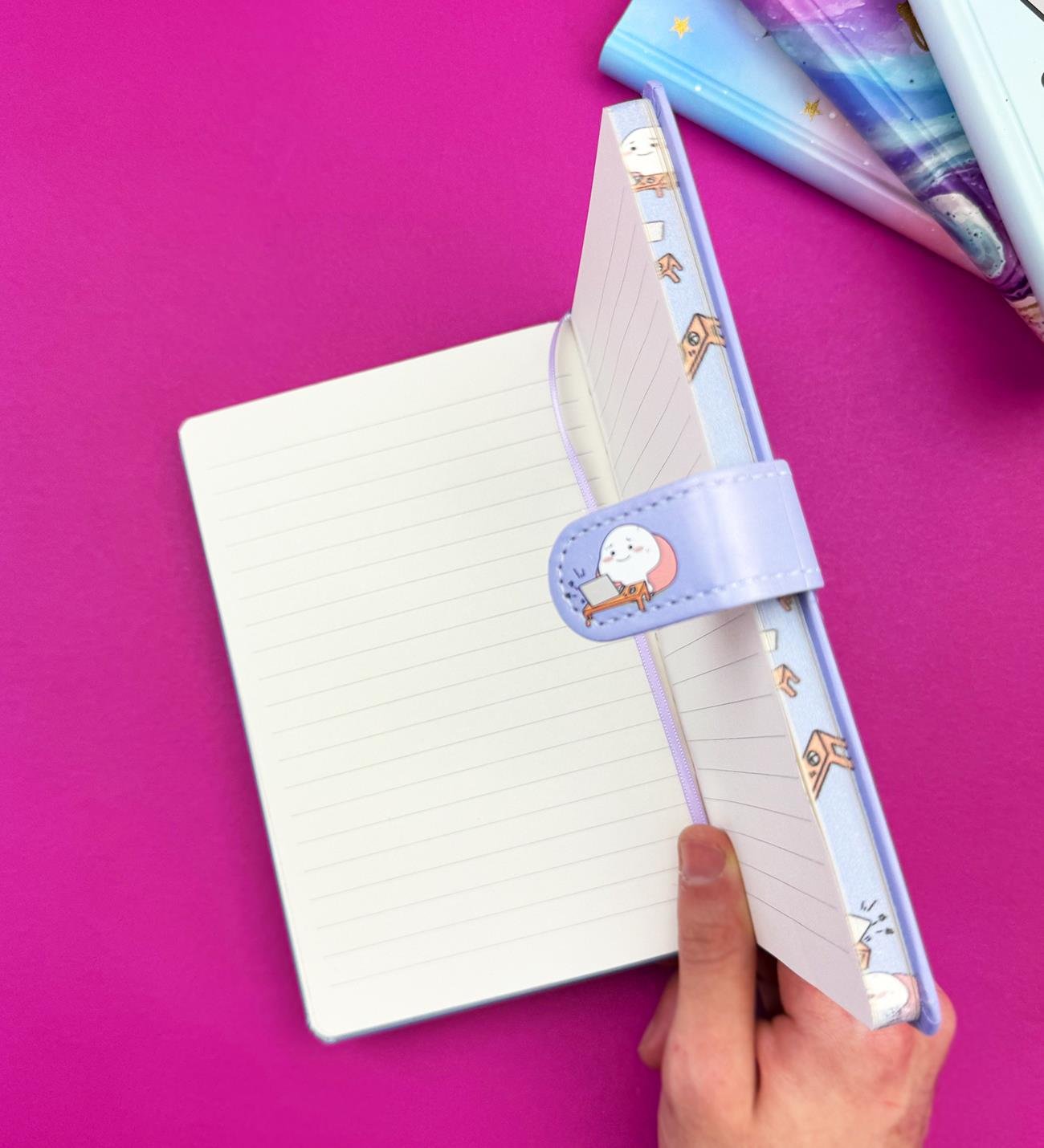 2'li Motto Tasarımlı Mıknatıs Kapaklı Çizgili Defter 19x12 CmgiftmodaBM-1404