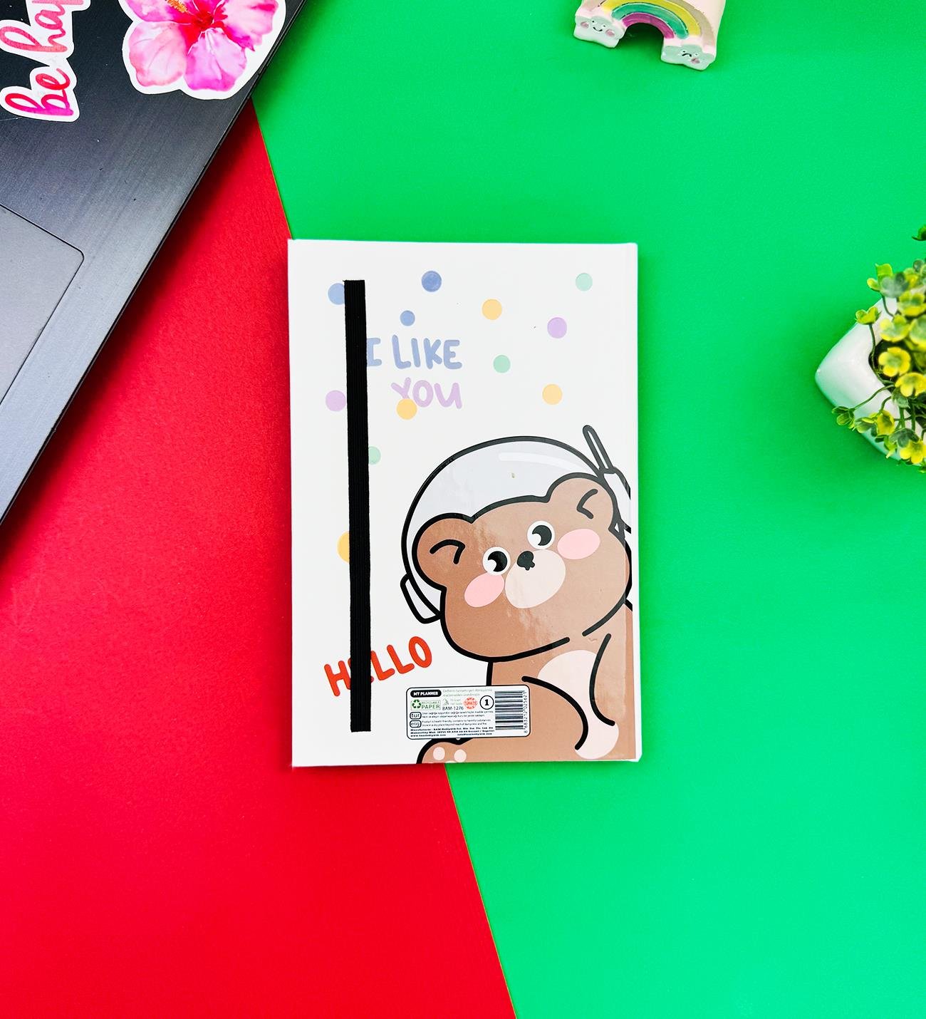 Hello Bear Tasarımlı Lastikli DeftergiftmodaBAM-1276