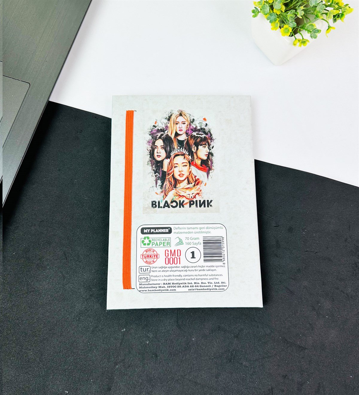 Black Pink Girl Tasarımlı Lastikli DeftergiftmodaGMD0001-9	