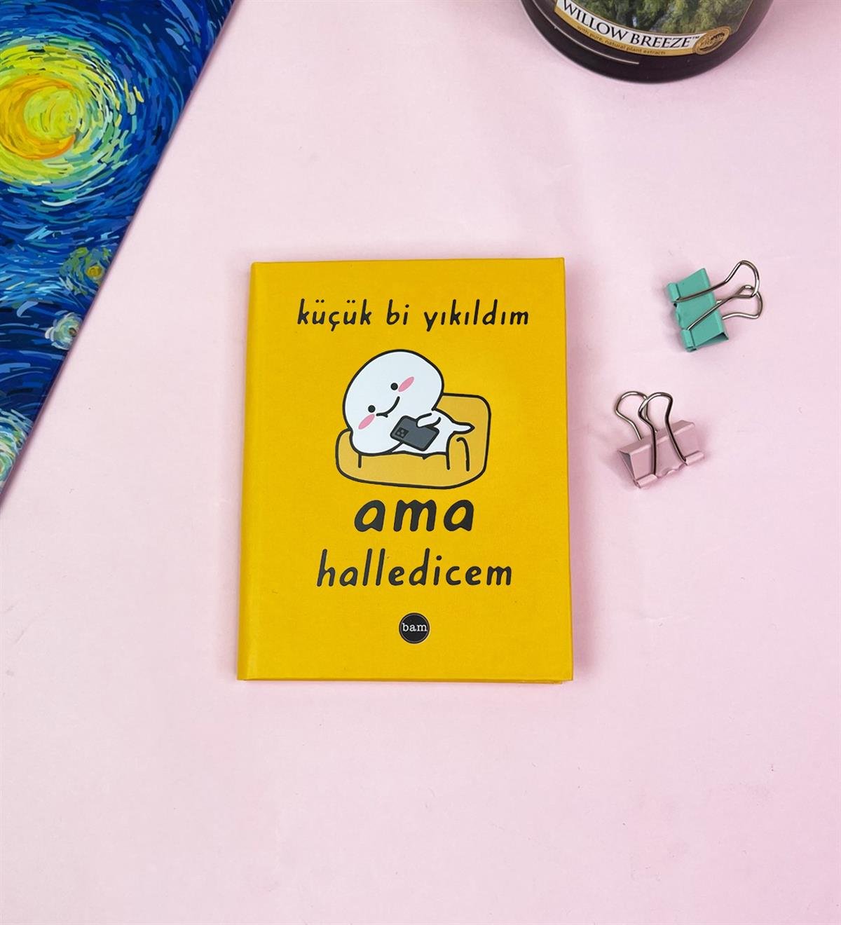 Küçük Bi Yıkıldım Tasarımlı Sert Kapaklı Mini DeftergiftmodaBam-1029-17	