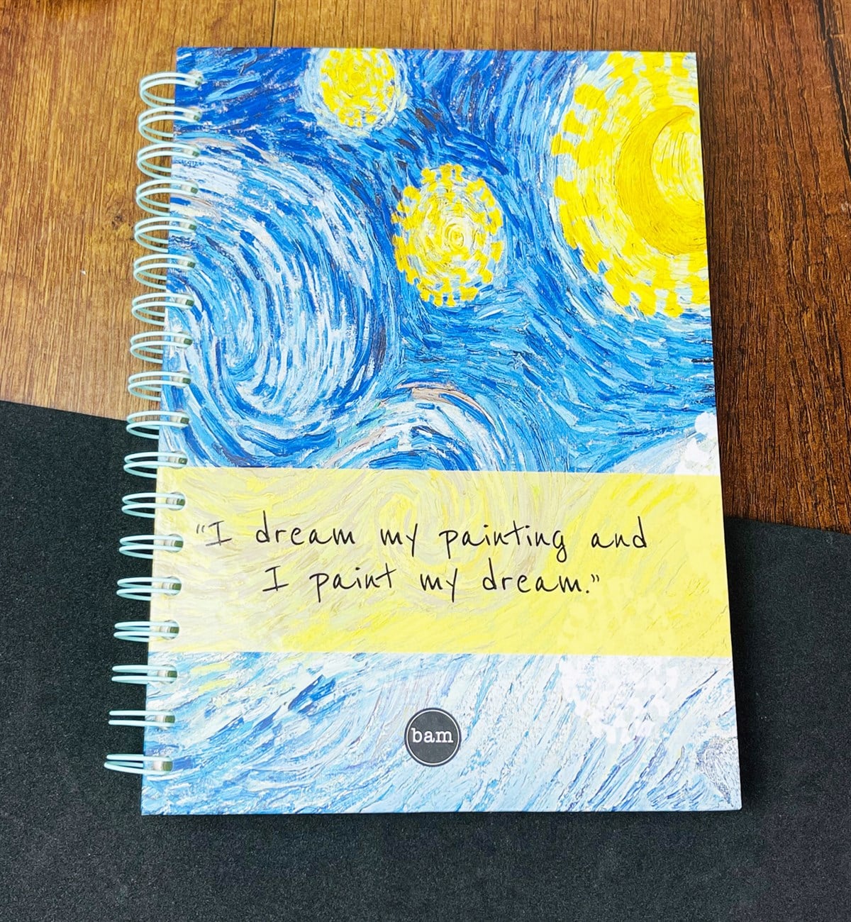 Van Gogh Yıldızlı Gece Tasarımlı Çizgili Spiralli DeftergiftmodaGmd100270