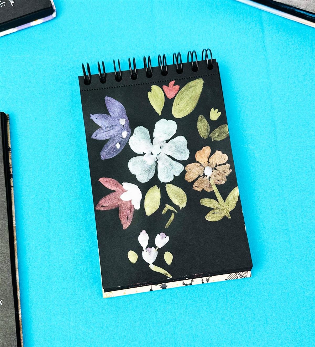 17x12Cm Sketch Book - Eskiz Defteri - Siyah Sayfa - 120 Gr - 64 YaprakgiftmodaBam-3002-4-Badem-Çiçeği