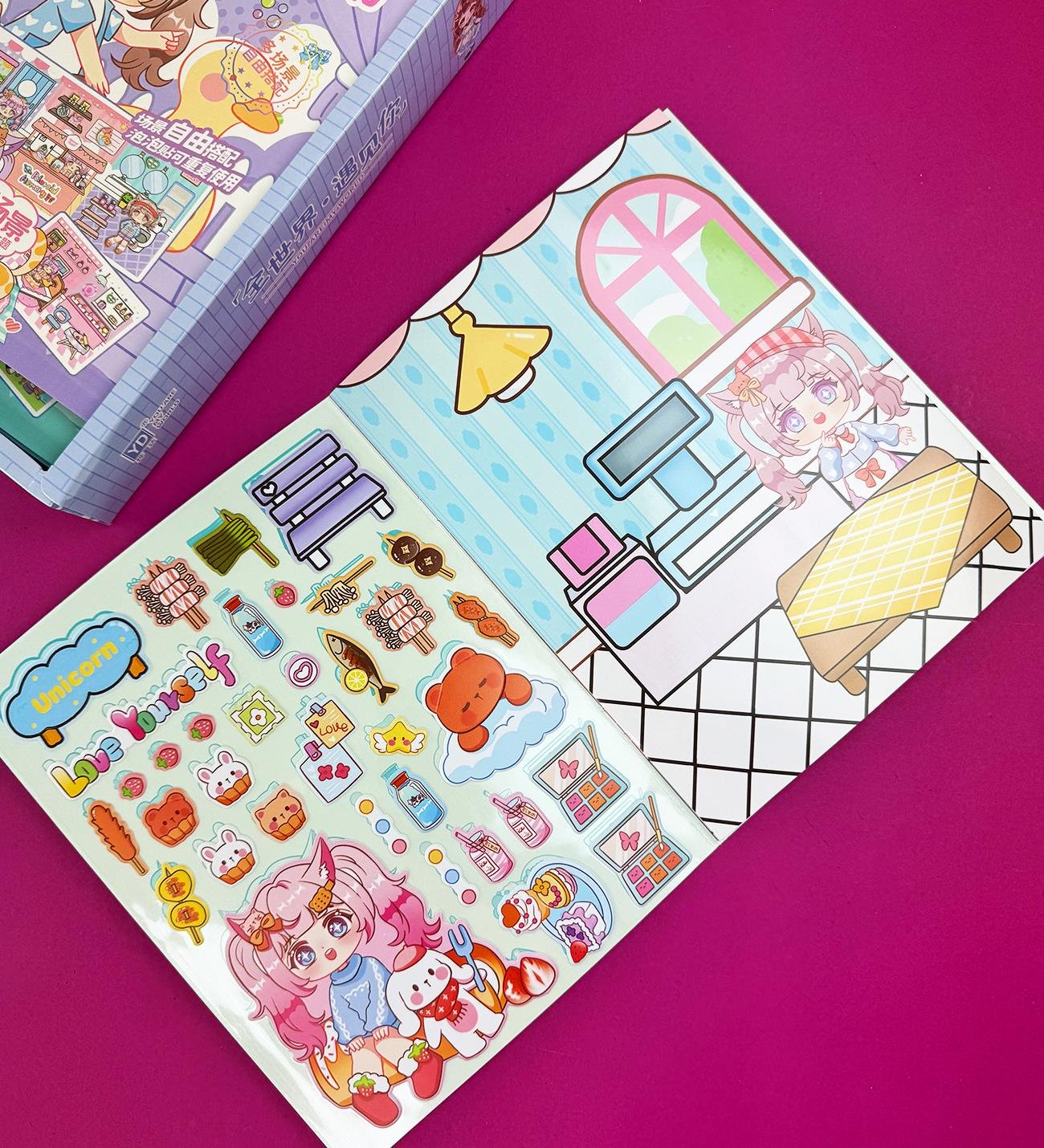 Sahne Tasarımlı Sticker Kitabı – 3D Köpük Sticker ve Arka Planlı Oyun DefterigiftmodaBM-1825	