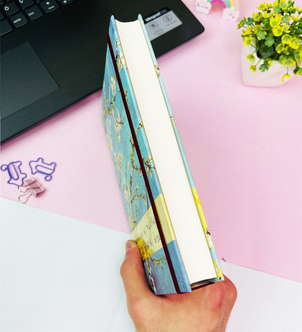 Badem Çiçeği Tasarımlı Kalın Kitap Görünümlü DeftergiftmodaGmd100552