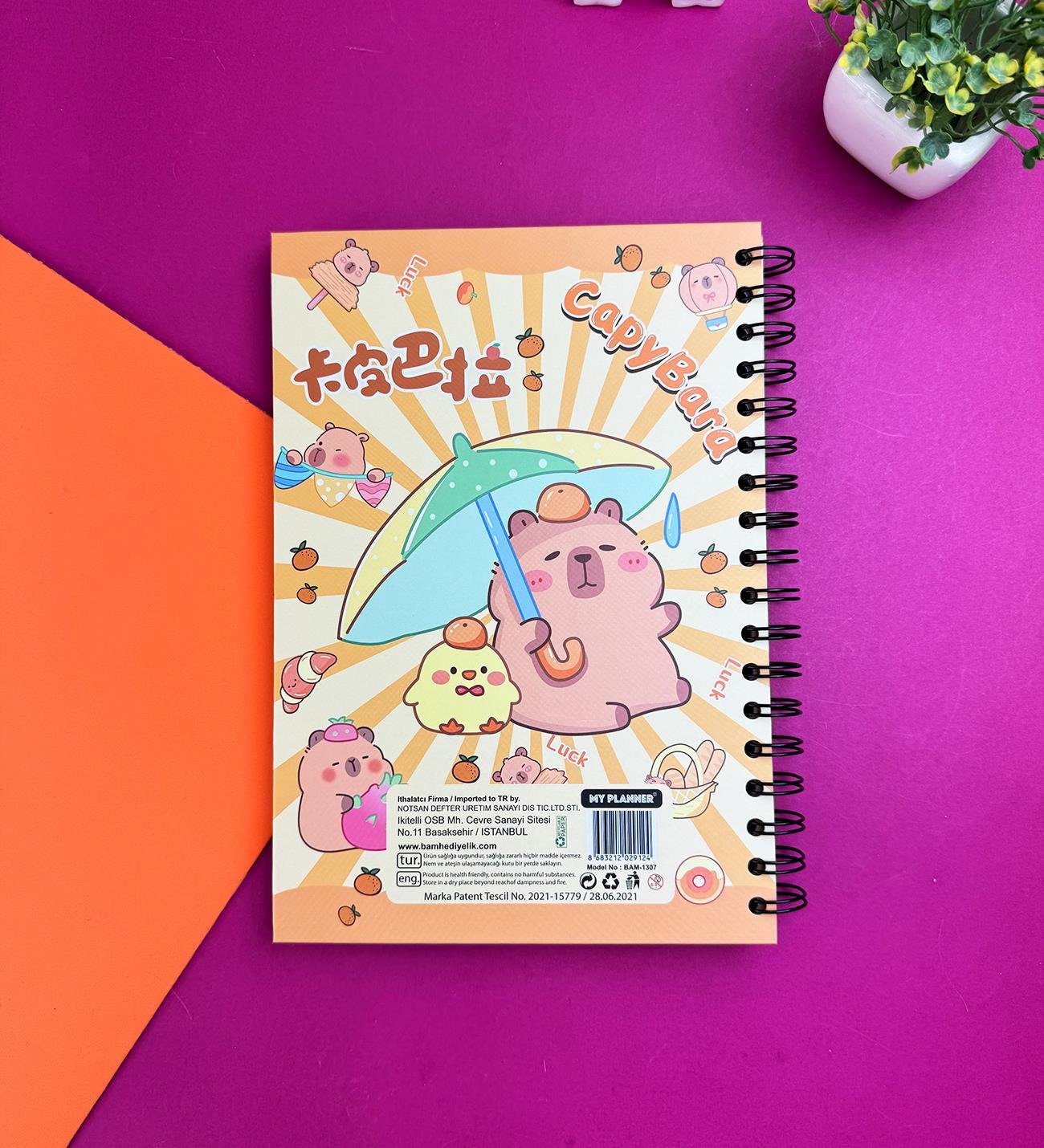 Şanslı Capybara Tasarımlı Konuşan Ajanda	giftmodaBam-1307-1	