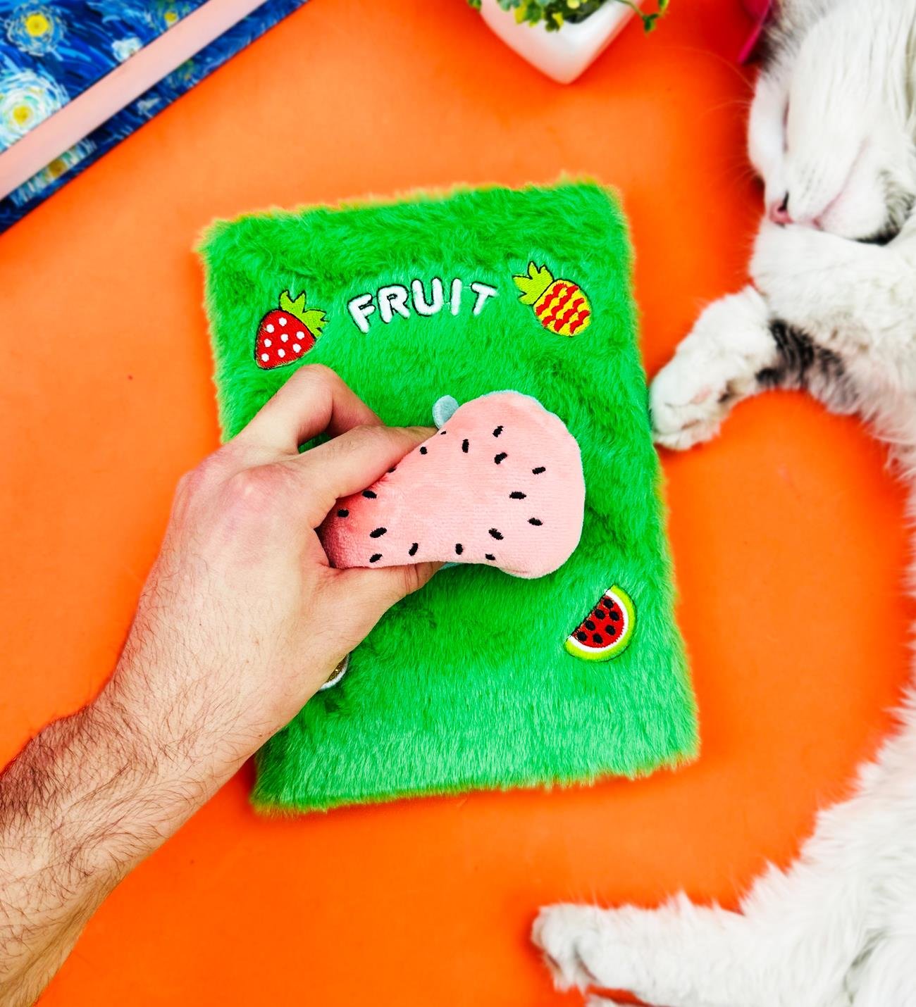 Sevimli Meyve Kabartmalı Peluş DeftergiftmodaBM-1079