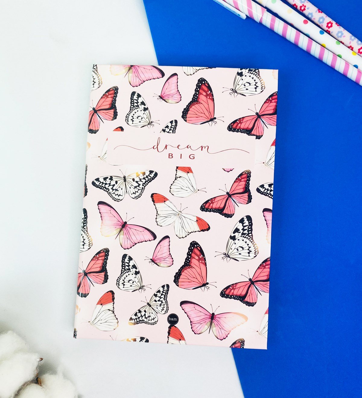 Pembe Kelebek Tasarımlı Lastikli DeftergiftmodaGmd100170