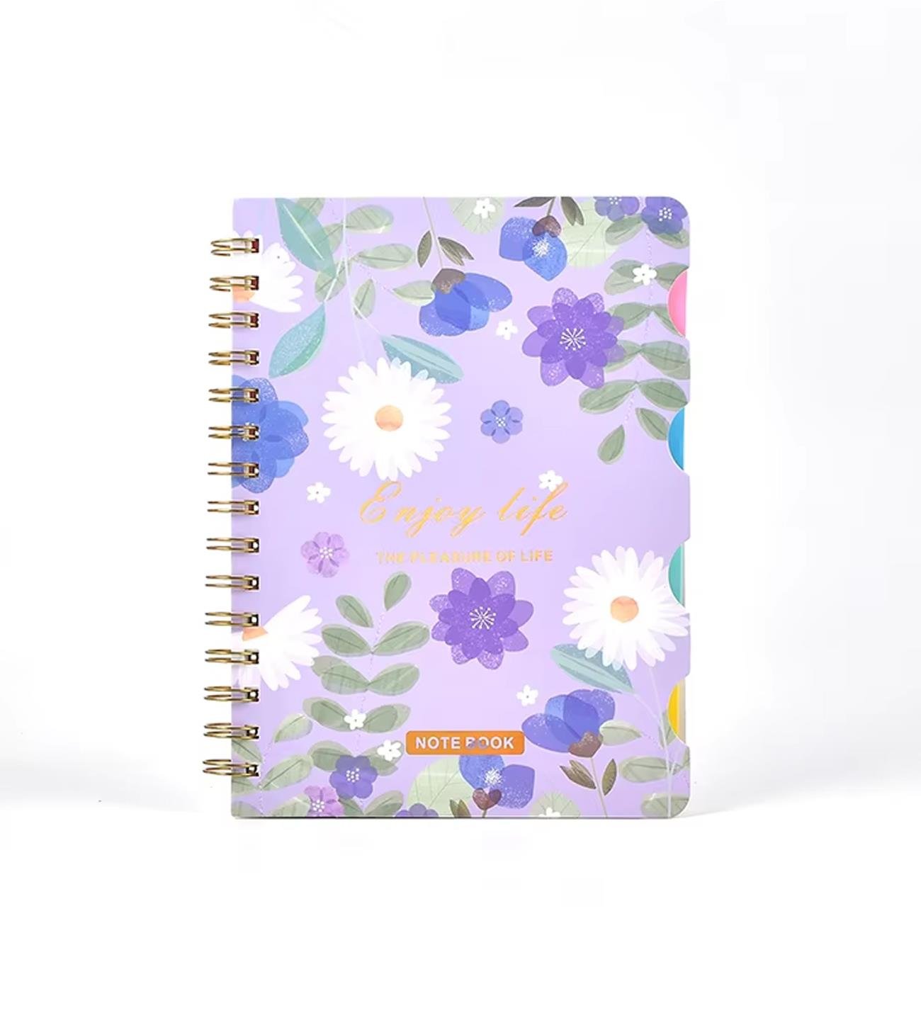 Renkli Çiçek Desenli Bölmeli Spiral Defter giftmodaBM-1706	