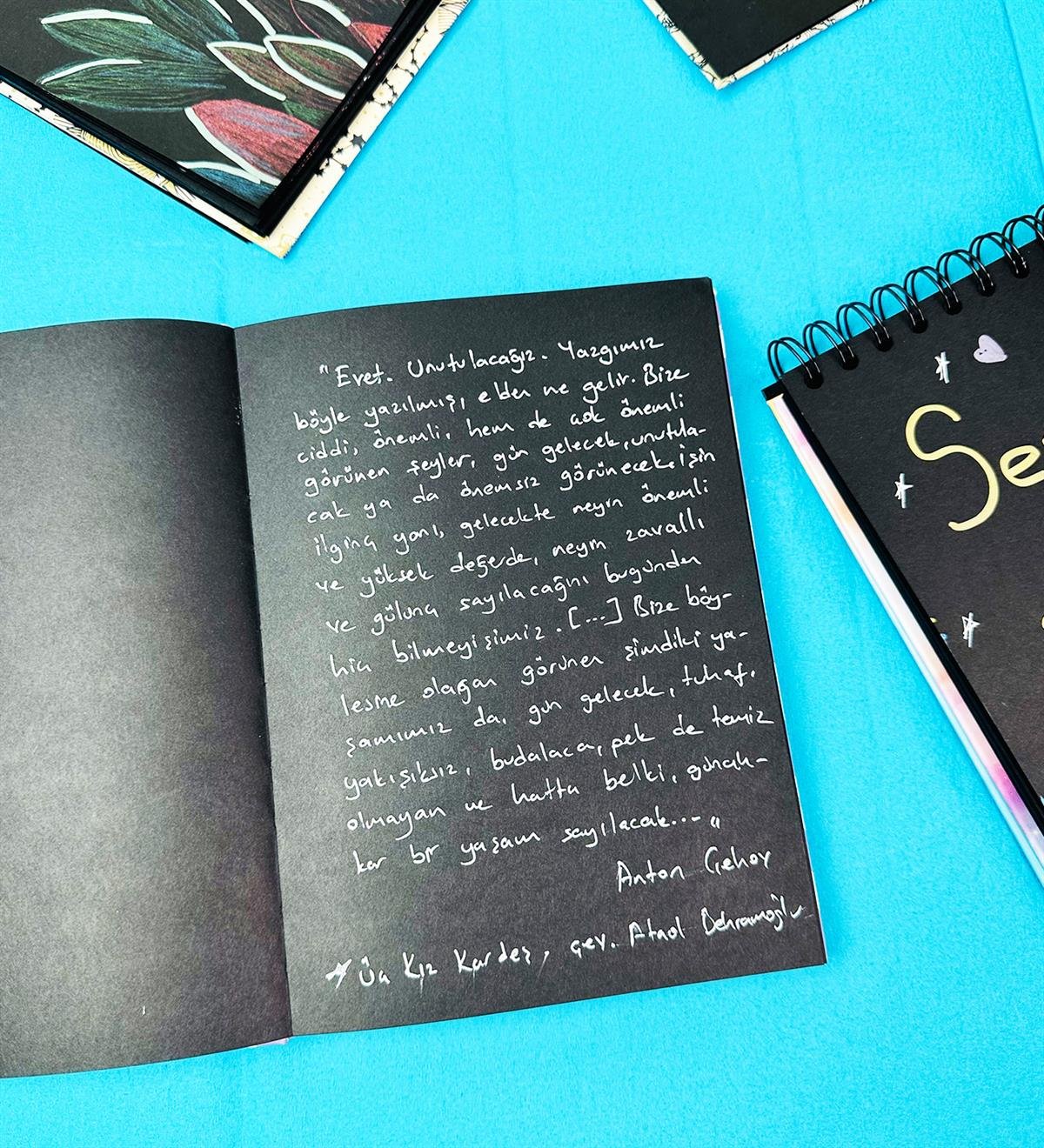 21x14Cm Sketch Book - Eskiz Defteri - Siyah Sayfa - 120 Gr - 56 YaprakgiftmodaBam-3003-3-Yıldızlı-Gece 