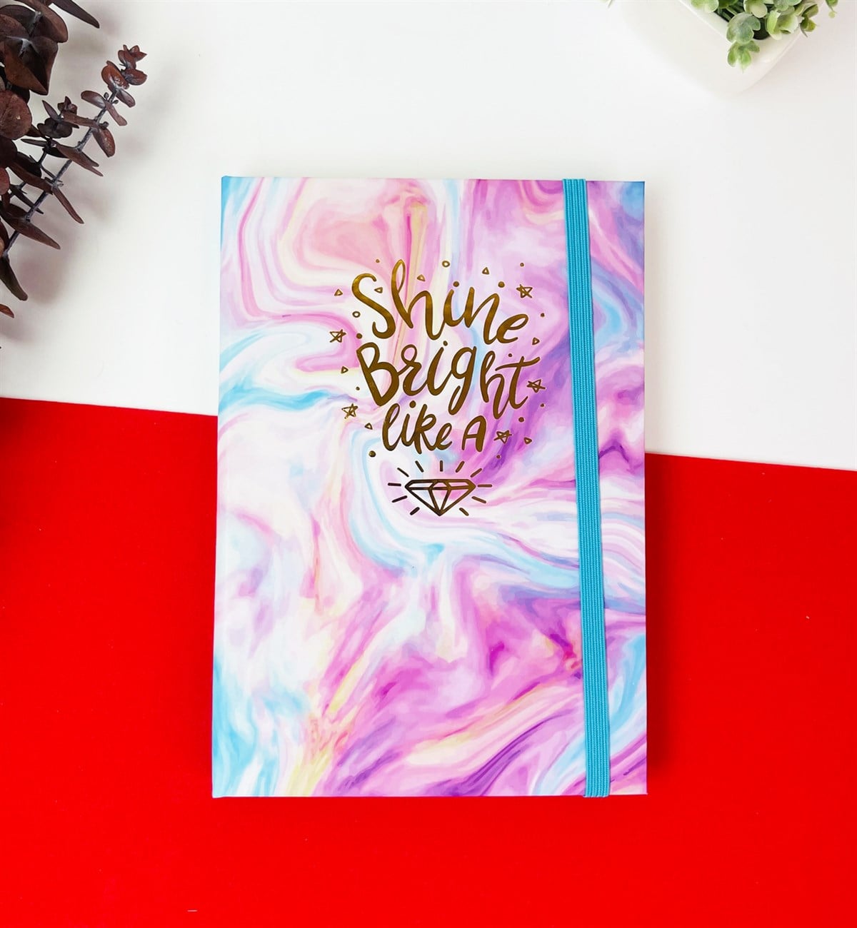 Elmas Mottolu Tasarım Lastikli DeftergiftmodaElmas-Lastikli-Defter