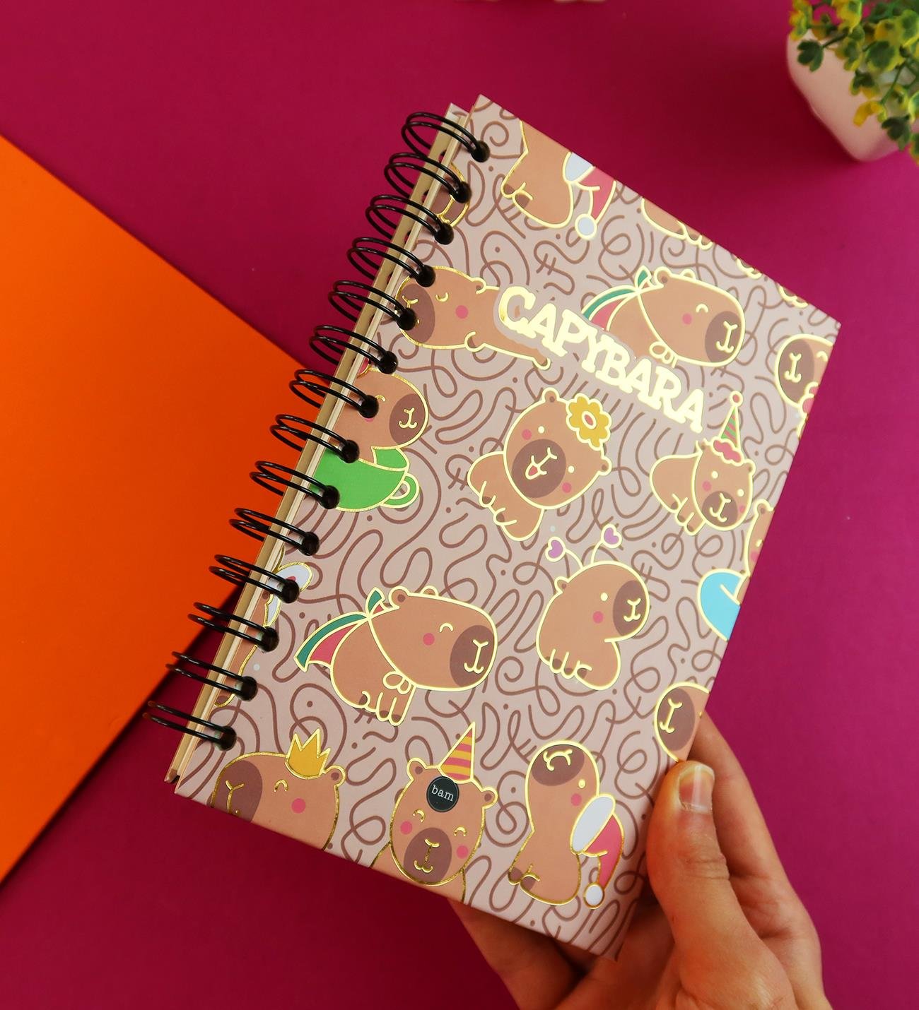 Özel Tasarım Spiralli 15*21 cm Dot Defter, Eskiz Defteri, Doodle Book - 2 SAYFA STICKER HEDİYELİ	giftmodaBam-1324-Capybara-Mood	