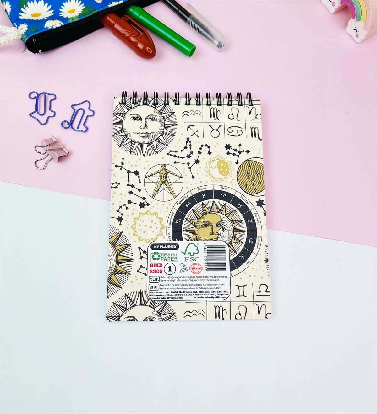 17x11Cm Sketch Book - Eskiz Defteri - 80 Gr - 60 YaprakgiftmodaGmd100581-Tarot-Ay-Ve-Güneş