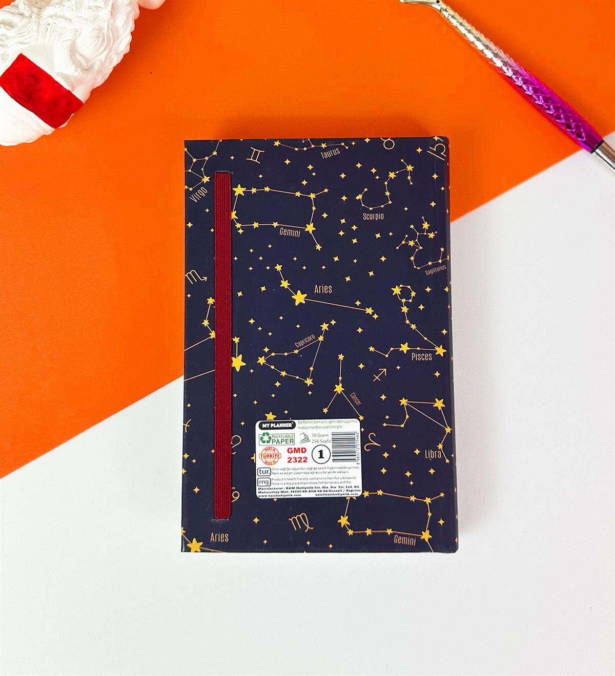 Yıldız Haritası Kalın Kitap Görünümlü Defter Ve Bez Çanta SetgiftmodaGmhs101819