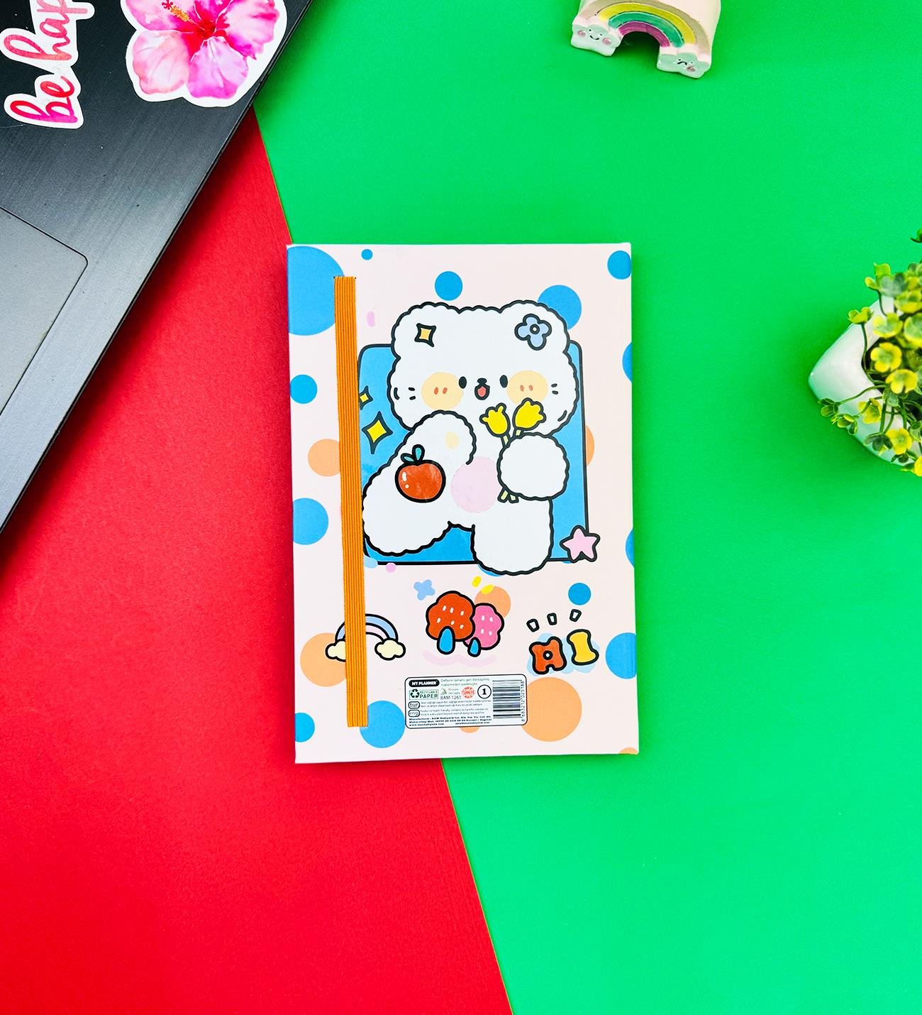 Ayı Çiçek Tasarımlı Lastikli Defter	giftmodaBAM-1261	