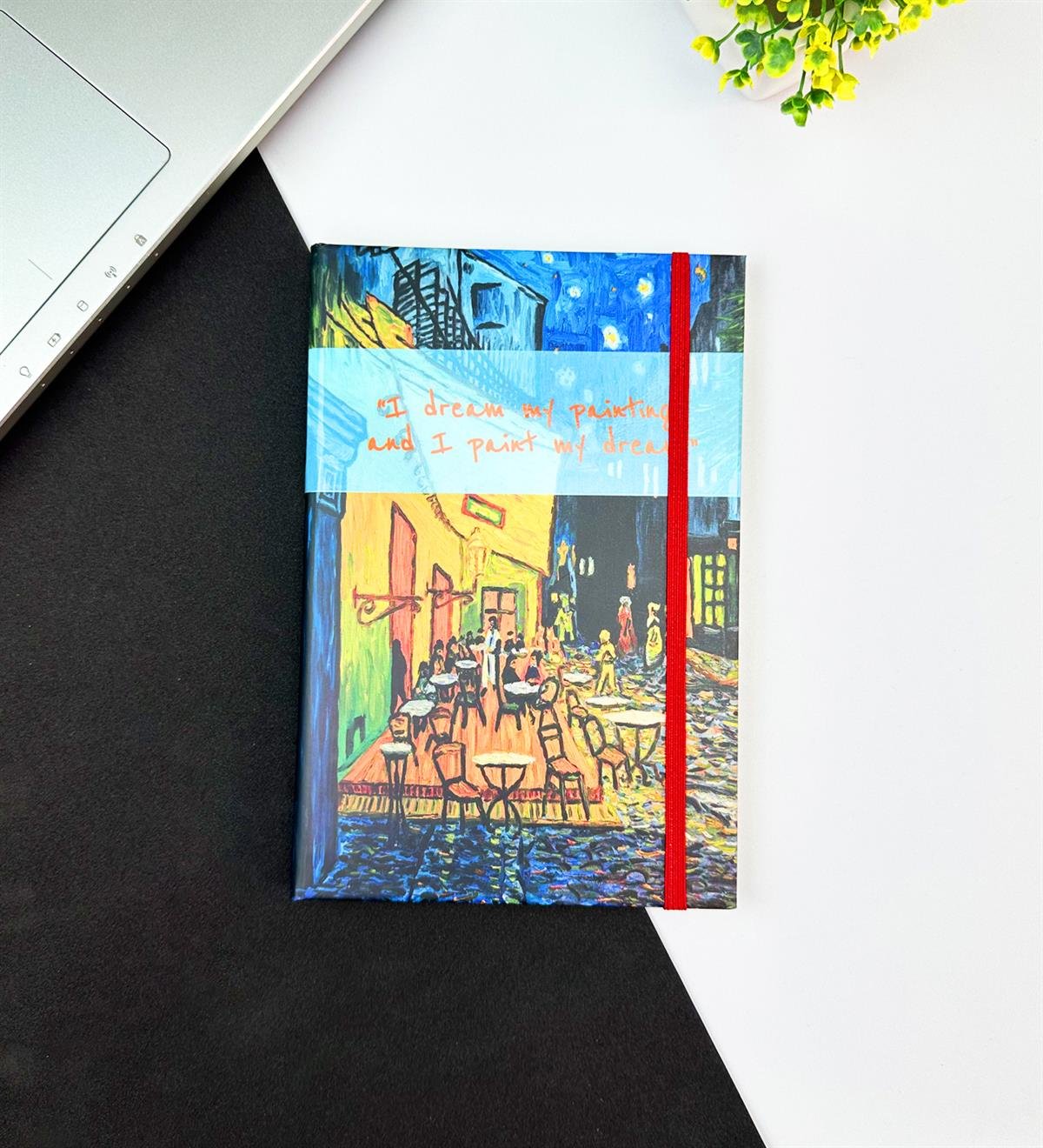 Kafe Terasta Yıldızlı Gece Tasarımlı Lastikli DeftergiftmodaGMD0001-32	