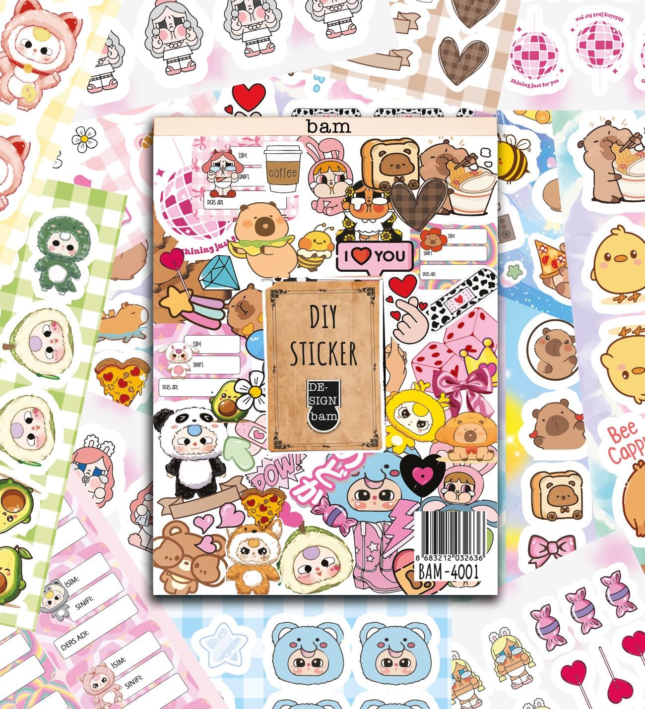 Cute Baby My DIY Sticker Book 24 * 17 cm 16 Sayfa Özel Tasarım Rengarenk Sticker KitabıgiftmodaBam-4001