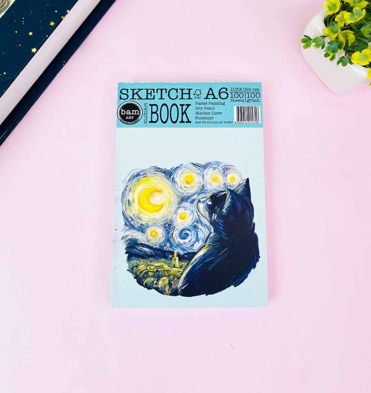 A6 Sketch Book - Eskiz Defteri - 100 Gr - 100 YaprakgiftmodaGmd100478-Vangogh-Cat