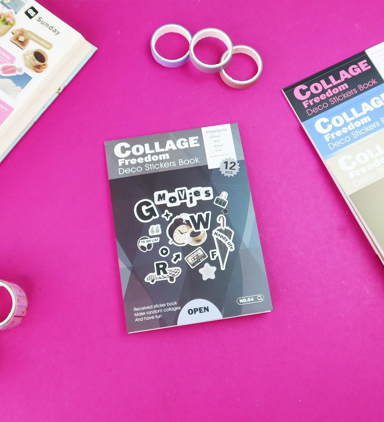 Collage Freedom Sticker Kitabı - 12 Sayfa Renkli ve Tematik Etiket SetigiftmodaBM-1771	